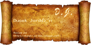 Dusek Jordán névjegykártya